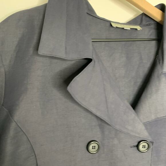 Bryn Walker Blue Linen Blend Boxy Double-Breasted Jacket Womens Large - Picture 8 of 14